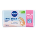 NIVEA BABY Biologicky odbúrateľné vlhčené obrúsky Soft & Cream 4x 57 kusov