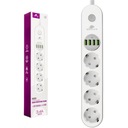 Bezpečný predlžovací kábel Power Strip Spacetronik SR-203 4AC 4USB QC 2m