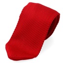 Knit Tie - Red Plain Knit Tie Ac