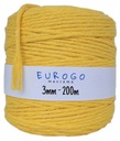 Macrame Cord Twisted Cotton Ecological Yellow 200m 3mm