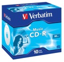 VERBATIM CD-R 80 MIN MUSIC JEWEL CASE*10 43365