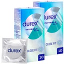 DUREX INVISIBLE CLOSE FIT CONDOMS tenké, veľmi padnúce, 20 kusov