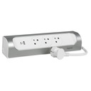 Predlžovací kábel 3X2P+S USB AC WHITE/ALU Legrand 049406