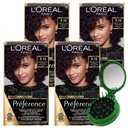 LOreal Preference Hair Dye 3.12 Cool Dark Brown 4 ks + ZADARMO