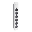 Qoltec Power strip / 6 zásuviek / 1,8m / Biela a šedá