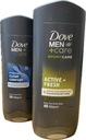 2 x DOVE MEN+CARE sprchový gél 3v1 400 ml + 250 ml