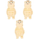 3x Creative Office Table Decor Cat Wood Carving