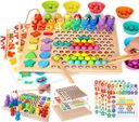 Puzzle Drevené kocky Guľôčky Ryby Montessori