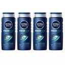 NIVEA MEN sprchový gél FRESH KICK 3v1, 4 x 500 ml bal