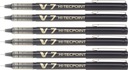 PILOT V7 HI-TECPOINT BLACK BALLBALL PENTER x6