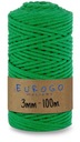 Macrame Cord Twisted Cotton Ecological Green 100m 3mm