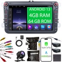 RÁDIO ANDROID 2DIN 4+64 GB 8 palcový VW PASSAT B6 B7 GOLF 5 V 6 VI ŠKODA SEAT