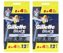 Holiace strojčeky GILLETTE BLUE 3 - 24 ks HLADKÉ