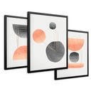 SET Zarámované obrazy plagáty akvarel geometrické škvrny triptych 43x99