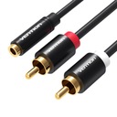 Audio kábel 3,5 mm samica na 2x RCA samec 1,5 m čierny