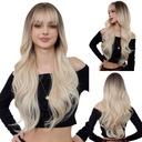 Blonde Ombre parochňa dlhé vlasy prirodzené vlny s ofinou