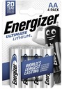 4x lítiová lítiová batéria Energizer L91 AA R6 ULTIMATE