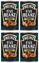 HEINZ 4x BAKED BEANZ FIVE BEANZ 5 fazuľových fazúľ