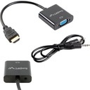 ADAPTÉR HDMI-A(M)->VGA(F)+AUDIO NA 20CM KÁBLI