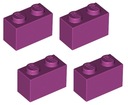 LEGO kocka 1x2 fuchsiová, purpurová 4 ks 3004 NOVINKA