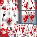 Halloweenske ozdoby Bloody Handprint - 109 ks