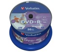 VERBATIM DVD+R 4,7GB TLAČITEĽNÁ torta 50 NA TLAČ