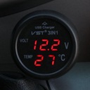 Digitálny voltmeter do auta 3v1 12V 24V červený LED