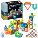 MAGNETICKÉ STAVEBNÉ BLOKY PUZZLE SVIETEĽNÉ MAGNETICKÉ BLOKY DRÁHA 75 kusov