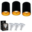 3x LED trubicové svietidlo Black Gold + 3x GU10 tepl