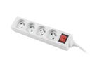 Lanberg Power strip 1,5 m, biela, 4 zásuvky,