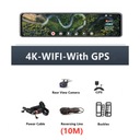 Auto DVR 4K 12 palcový zrkadlový GPS