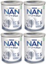 4x NAN 5 Optipro Plus upravené mlieko 800g