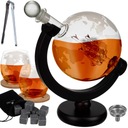 Whisky Decanter Globe Súprava 2 pohárov Podložky pod poháre Kliešte kocky 850 ml