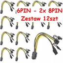 Sada 12x stúpacieho adaptéra 6PIN na 2x 8PIN