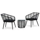 3-DIEL BISTRO RATTAN PE NÁBYTOK SET, ČIERNA