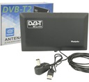 VNÚTORNÁ TV ANTÉNA DVB-T DIGITÁLNE + ANALOGOVÉ DVB-T2 SLIM ČIERNA PRE USB 5V