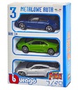 Bburago sada 3 kovových áut 1:43 Lamborghini Audi E-Tron Porsche Taycan