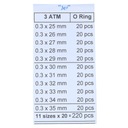 TESNENIA O-KRÚŽKOV hrúbka 0,3 MM SADA 220 kusov