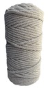 Macrame Cord pletená bavlna so striebornou jadrovou sivou niťou 100 m 5 mm