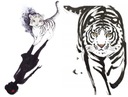 Sada 2x Temporary Tattoo tiger shadow cat cat