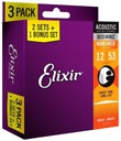 ELIXIR 16539 BRONZ SET 3X12-53 STRUNY AKUSTICKEJ GITARY 3-BAL.