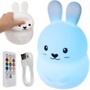 LED nočná lampa pre deti Rabbit RGB + diaľkové ovládanie