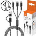 RÝCHLY USB KÁBEL 5V1 3A USB/USB-C – OSVETLENIE/USB-C/MIKROUSB 1,2M SILNÝ BRAID