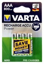 4 kusy - batérie VARTA Power AAA 800mAh