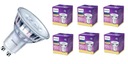 6x GU10 Philips LED žiarovka 4,6W = 50W / teplá farba 2700K / 355 lumenov