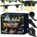 LED záhradná girlanda 20m 41xE27 Set s vodotesnými žiarovkami