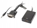 Kábel adaptéra VGA (M) + Audio -> HDMI (F), čierny