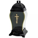 Náhrobná sviečka Karafa Lantern Shrine Cemetery Application Cross Black and Gold LL40