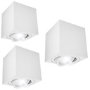 3x Prisadené svietidlo TUBA Pohyblivé halogénové GU10 LED 80x85 do miestnosti, biele