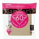 Hnedé papierové filtre pre Hario V60-02 dripper, 100 ks, nebielené